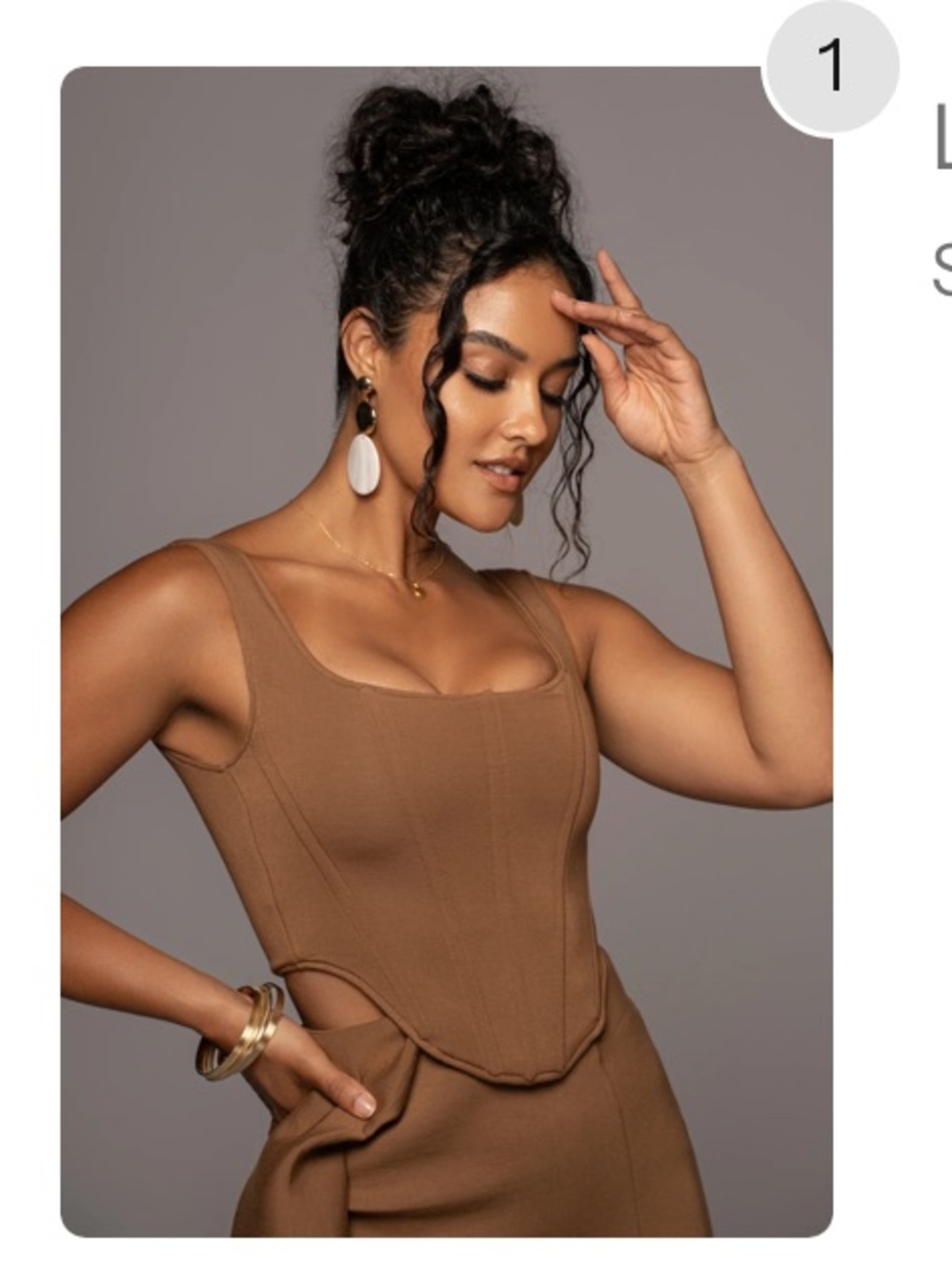JLUXLABEL Brown Sculpted Corset Tank Top